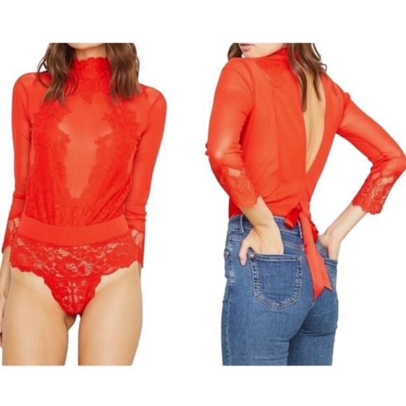 We Are HAH Take HAH Bow Bodysuit - Blood Orange - Reversible - Size XL - $178 - Picture 2 of 10